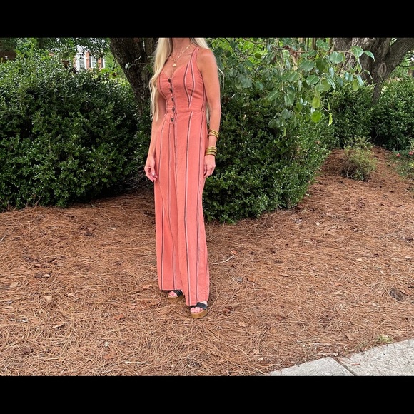 Urban Outfitters UO Ashley Striped long romper jumpsuit small p open back NWOT - Picture 13 of 15